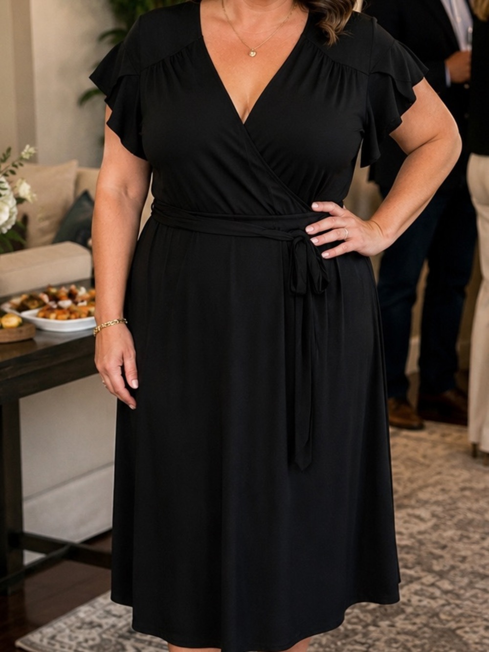 Merona Black wrap dress XXL - Picture 3 of 16